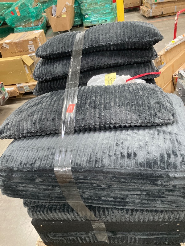 Photo 1 of Vesgantti 109" U Shaped Cloud Sectional Sofa, Comfy Corduroy Upholstered Sectional Modular Sofas for Living Room, Modern Modular Couch with 2 Ottoman Deep Seat, Dark Grey