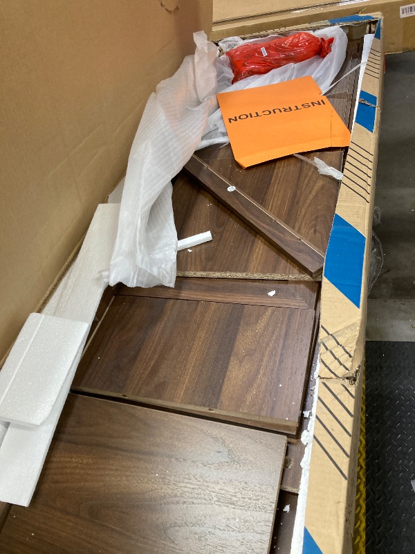 Photo 1 of ***MISSING FIREPLACE/BOX 1 OF 2 ONLY/ONLY THE STAND***Furmax Farmhouse Fireplace TV Stand for TVs Up to 65 Inch Highboy Entertainment Center with Open Storage and Side Cabinets Rustic Media Console Table with Barn Doors for Living Room (Barnwood)