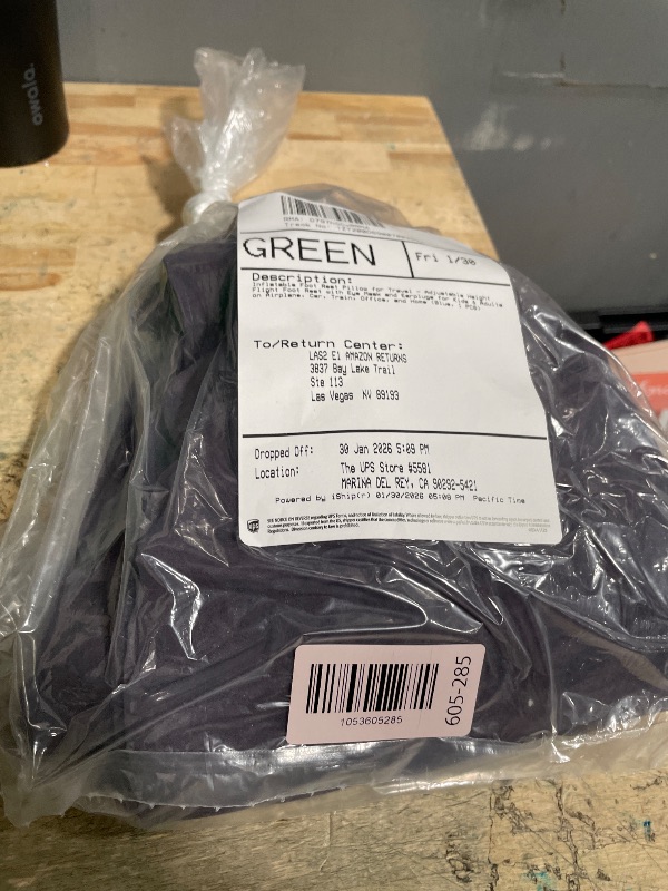 Photo 1 of **PURPLE**Inflatable Foot Rest Pillow for Travel - Adjustable Height Flight Foot Rest with Eye Mask and Earplugs for Kids & Adults on Airplane, Car, Train, Office, and Home