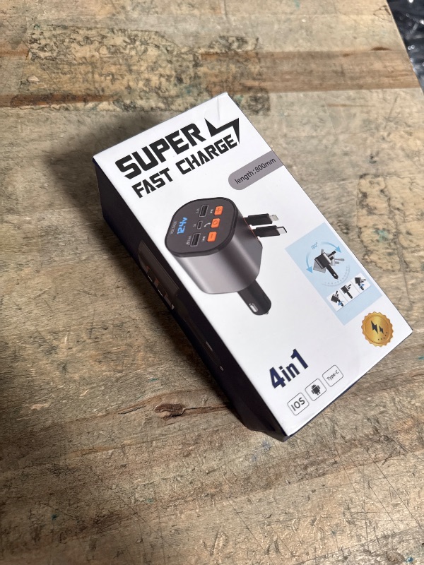 Photo 1 of [2025 Upgraded] 81W Retractable PD Car Charger with Bluetooth 5.3, FM Transmitter, Hands-Free Calling, MP3 Player, USB & LED Display – USB-C Bluetooth Adapter for All Phones