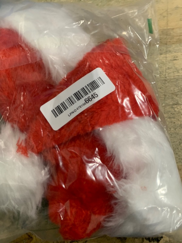 Photo 1 of 2pcs Fluffy Red Santa Hats Set with Plush Brim and Liner for Adults Men Women - Christmas, New Year Party Supplies & Gifts