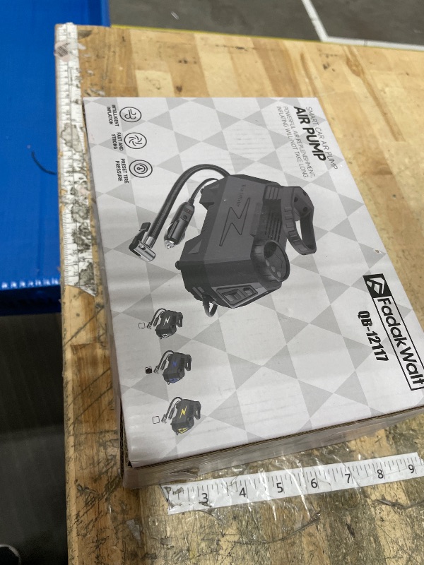 Photo 1 of **FACTORY SEALED** FADAKWALT Tire Inflator Portable Air Compressor, DC 12V Tire Air Pump with LED and 150PSI Digital Pressure Gauge, Portable Tire Inflator for Car Tires, Motorcycles, Bike, Ball (Blue)