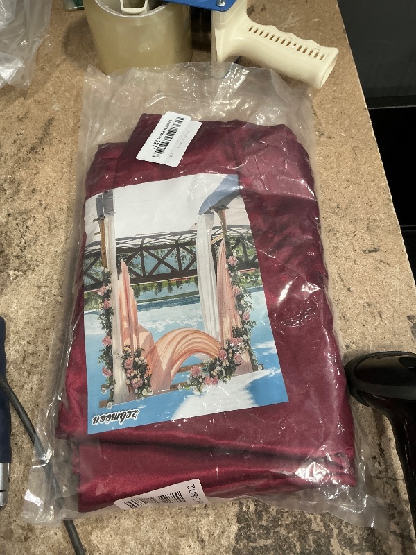 Photo 1 of 10 x 7 Feet Burgundy Backdrop Curtain for Partie, Background Curtains for Photoshoot, Birthday, Wedding, Halloween, Thanksgiving, Christmas, New Year Party Decorations 5Ft x 7Ft, 2 Panels