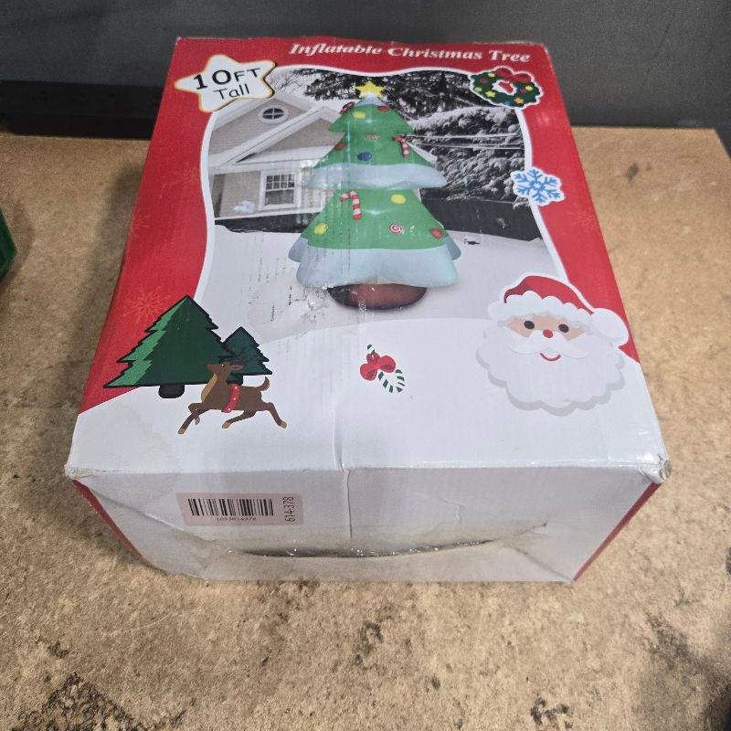 Photo 1 of 10 FT Tall Christmas Tree Inflatables Outdoor Decorations, Large Inflatable Christmastree with Bright LED Lights & Colorful Candy Decor, Blow Up Xmas Decorations for Yard Garden Lawn Holiday Party