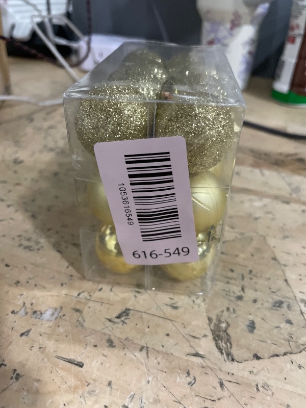 Photo 1 of 24PCS 1.2" Mini Gold Ornaments Christmas Balls Shatterproof Christmas Tree Ball Decorations Plastic Glitter Decorative Hanging Balls for Xmas Tree Halloween Holiday Wedding Party Home Decor