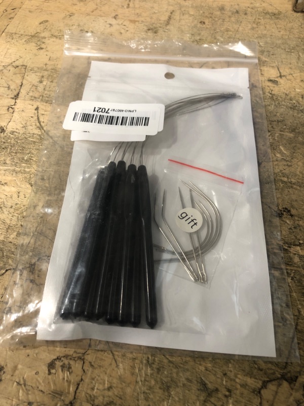 Photo 1 of 10 Pcs Hair Extension Loop Needle Threader Pulling Hook Tool and Bead Device Tool for Hair Extensions (Black)