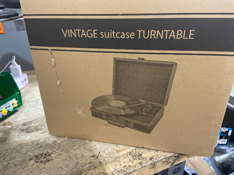 Photo 1 of ***MISSING NEEDLE/ CHARGER***
Record Player 3 Speed Bluetooth Portable Suitcase Vinyl Player with Built-in Speakers Turntable Enhanced Audio Sound PU Leather Vintage