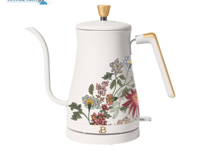 Photo 1 of 1-Liter Electric Gooseneck Kettle, 1200W Fast Heating Pour Over Coffee and Tea Kettle with Precise Spout (Wildflower White Icing)