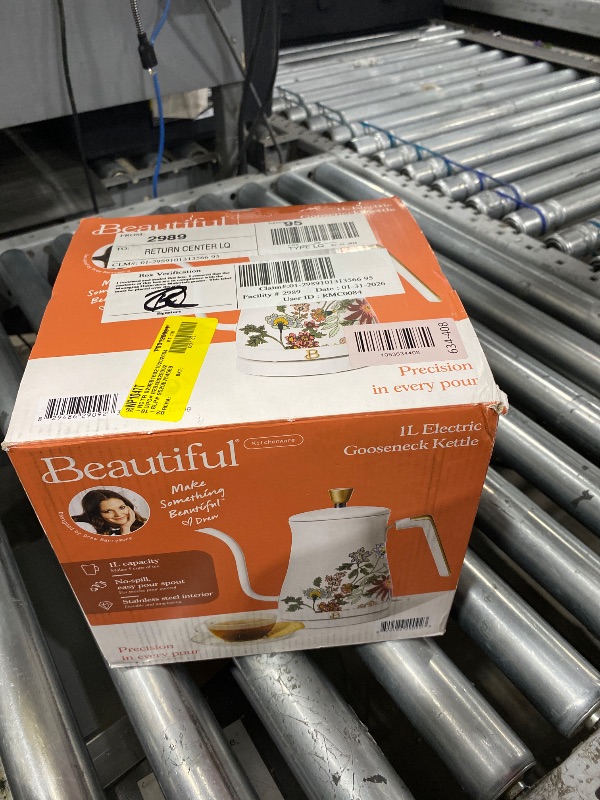 Photo 1 of 1-Liter Electric Gooseneck Kettle, 1200W Fast Heating Pour Over Coffee and Tea Kettle with Precise Spout (Wildflower White Icing)