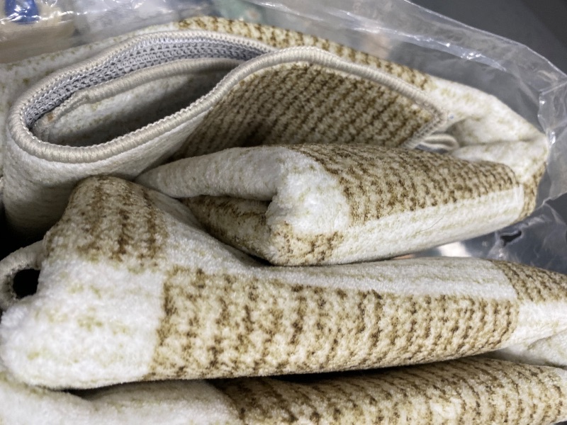 Photo 1 of **DIRTY** Washable Rug 5x7 Checkered Rug, Beige/GREEN TINT and White Area Rug, Boho Large Rugs for Living Room, Low Pile Lightweight Indoor Carpet with Non-Slip Backing for Bedroom Classroom Playroom Kids