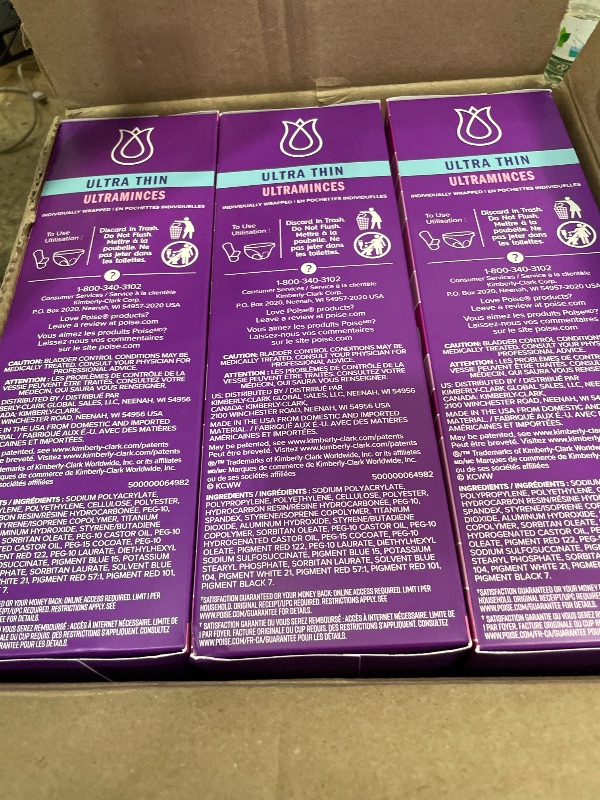 Photo 1 of  ** 3 COUNT PACK**
Poise Ultra Thin Incontinence Pads & Postpartum Pads for Bladder Leaks, 4 Drop Moderate Absorbency, Long Length, 48 Count, Packaging May Vary