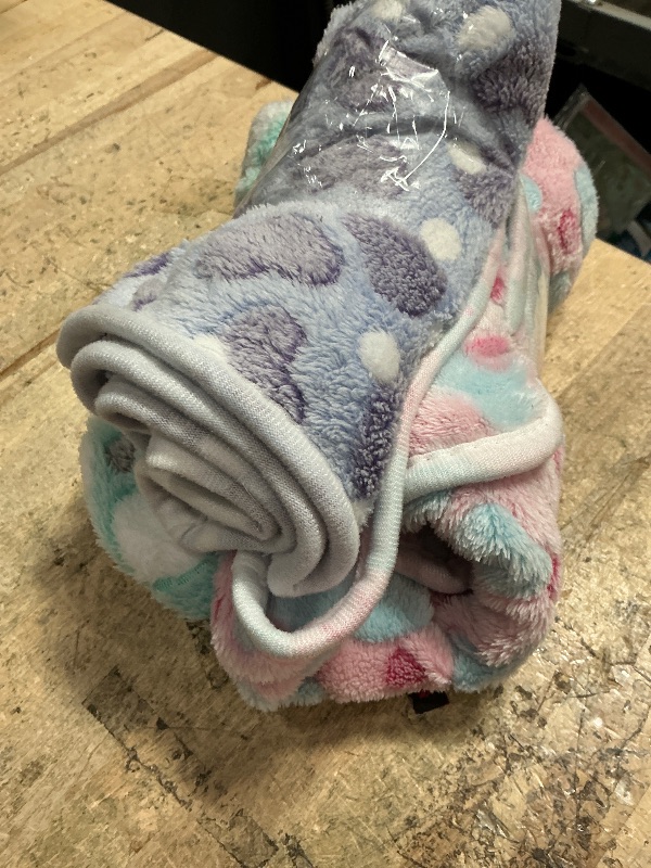 Photo 1 of 1 Pack 3 Blankets Super Soft Fluffy Premium Fleece Pet Blanket Flannel Paw Printed Throw for Dog Puppy Cat (Medium 30x20'', Purple, Pink, Green)
