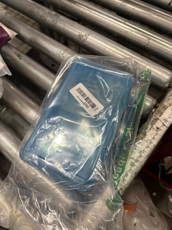 Photo 1 of 1 PCS Pencil Box,Double Layer Large Capacity Pencil Case,Hard Pencils Case with Snap-tight Lid, Clear Crayon Box for Office School Supplies Storage Boxes,Storage Organizer for Gel Pens Erasers-Blue