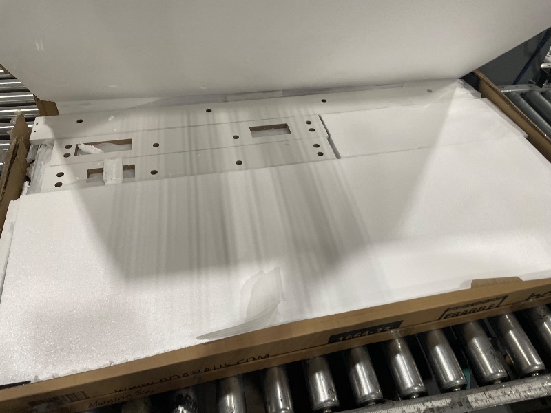 Photo 1 of **missing box 1** Boahaus Amelia Large Makeup Vanity Desk with Dimmable LED, 2 Bluetooth Speakers, USB Type C & Type A, 110 V Power Outlet, 11 Drawers, Crystal Knobs, Premium White
