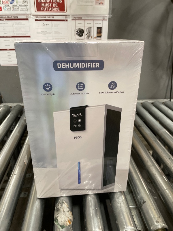 Photo 1 of **FACTORY SEALED** PSOS Dehumidifier, Dehumidifiers for Home, 98 OZ Water Tank, (1000 sq.ft) Quiet Dehumidifier for Basement Bathroom Bedroom with Humidity Display, Auto Shut Off, Relaxing 7 Color Ambient Light(Gray)