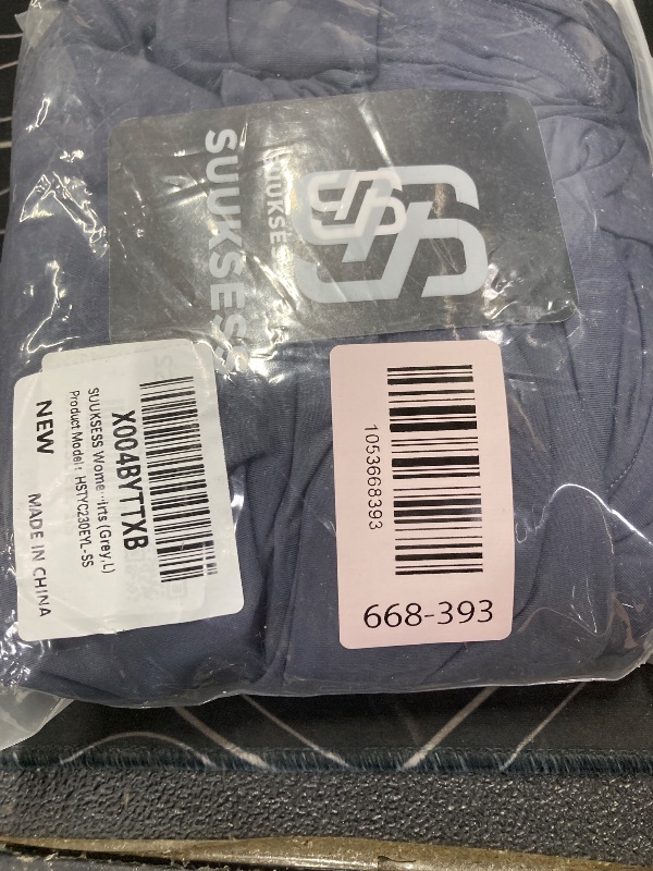 Photo 1 of ++DIFFERENT COLOR++SUUKSESS Women One Off The Shoulder Trendy Casual Tops Ruched Double Lined Long Sleeve Shirts (Grey,L)