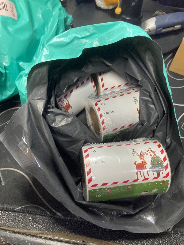 Photo 1 of ****4 PIECE****MDDRUIQI Gift Tags-250 PCS Christmas Gift Tags Christmas Presents Stickers Self Adhesive Christmas Tags Christmas Santa Wrapping Paper Holiday Decor (2.95 x 1.6 Inch)