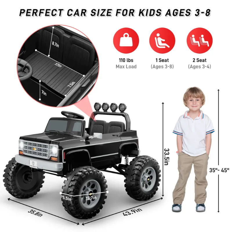 Photo 1 of ****THIS ITEM IS PROBABLY BEST USED FOR PARTS ONLY***24V 2 Seater Ride on Cars, Licensed Chevrolet Cheyenne Powered Ride on Toys Truck with Remote Control, 4 Wheels Spring Suspension, LED Light, Electric Cars for Kids Ages 3-8 Gifts, Black****THIS ITEM IS