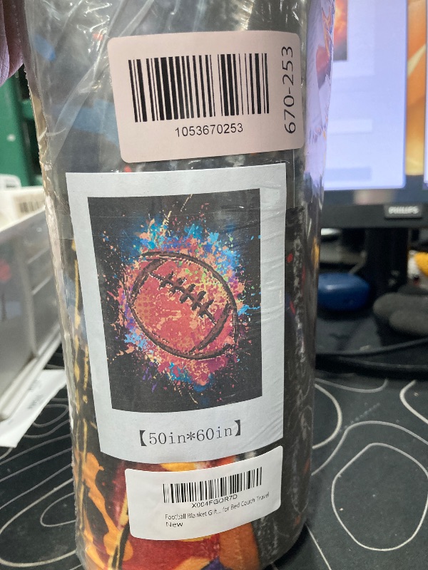 Photo 1 of *****PHOTO SIMILAR*****American Football Ball Cool Sport Throw Blanket Super Soft Warm Bed Blankets for Couch Bedroom Sofa Office Car, All Season Cozy Flannel Plush Blanket for Girls Boys Adults, 50"X40"