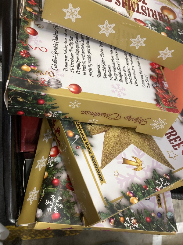 Photo 1 of ++4 PACK++Tree Topper Star, 8" Rose Gold Christmas Star Tree Topper Accessories, Xmas Glitter 3D Bethlehem Tree Topper Ornament, Waterproof Holiday Christmas Tree Topper Star Decor for Home Indoor Outdoor