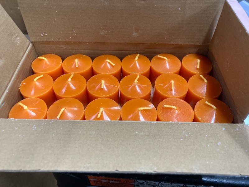 Photo 1 of 10 Hour Orange Votive Candles for Weddings Party Halloween Fall and Emergency, Set of 36 Unscented Bulk Candles for Restaurants and Home Decoration