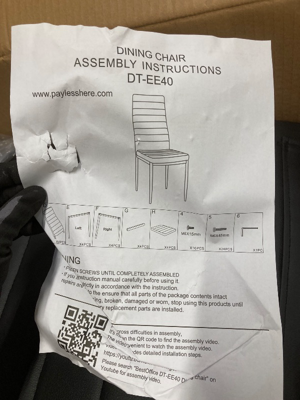 Photo 1 of *Box 2/2?* Black Leather Kitchen Chair set