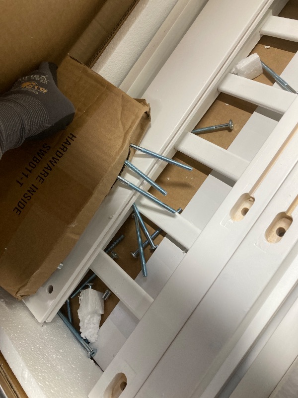 Photo 1 of *Pieces cracked/chipped* Twin Floor Bed, White