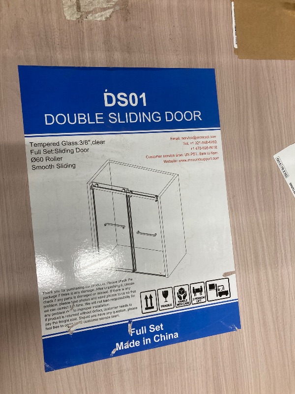 Photo 1 of *HEAVY* Double Sliding Door Tempered Glass 3/8 clear, Full Set, Sliding Door