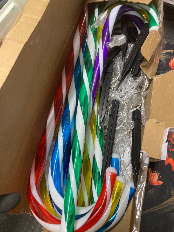 View 2 of **LIGHTS DO NOT WORK***ElectricWise 10 in 1 Christmas Candy Cane Snowflake Lights with Stakes, 16 Inch 8 Modes Christmas Candy Cane Pathway Marker Lights with Timer for Xmas Walkway Yard Lawn Outdoor Decor(Multicolor)