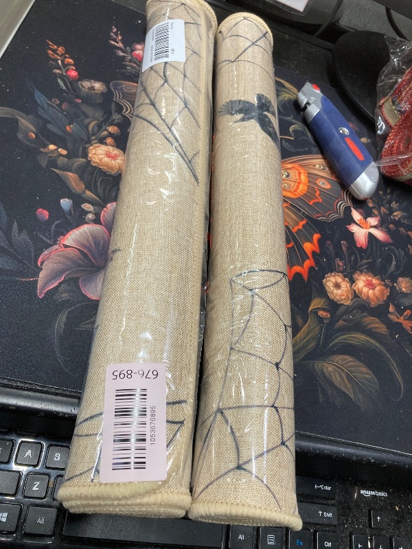 Photo 1 of *2 pack* Tikeciti Happy Halloween Pumpkin Tree Welcome Doormat, Spider Web Doormats Spooky Holiday Decor Front Door Mat Non-Slip Entrance Mat Low Profile Kitchen Floor Rug Decor for Home Patio 17 x 29 Inch