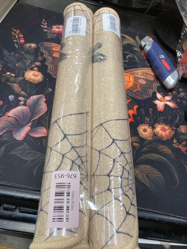 Photo 1 of *2 pack* Tikeciti Happy Halloween Pumpkin Tree Welcome Doormat, Spider Web Doormats Spooky Holiday Decor Front Door Mat Non-Slip Entrance Mat Low Profile Kitchen Floor Rug Decor for Home Patio 17 x 29 Inch