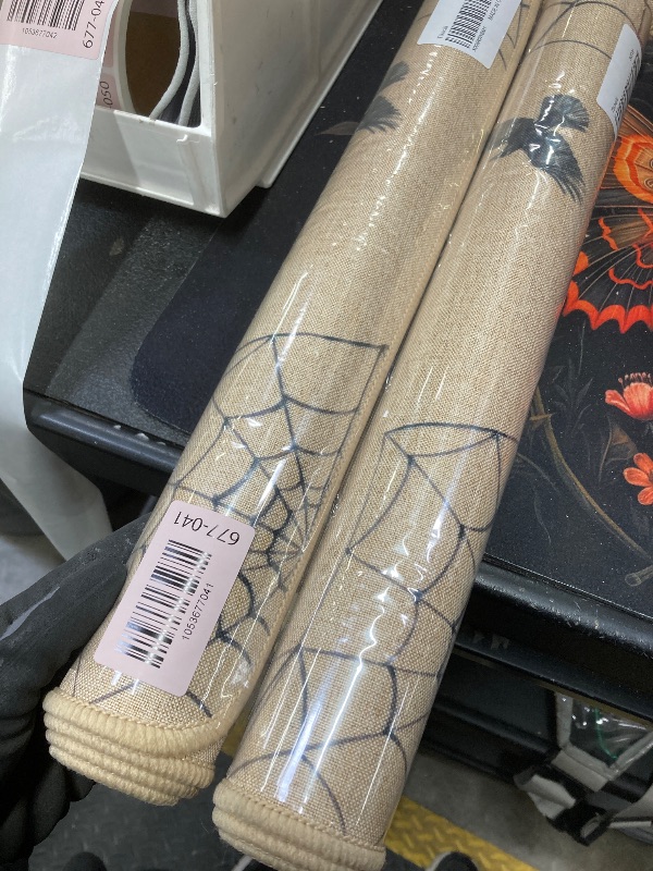 Photo 1 of *2 pack* Tikeciti Happy Halloween Pumpkin Tree Welcome Doormat, Spider Web Doormats Spooky Holiday Decor Front Door Mat Non-Slip Entrance Mat Low Profile Kitchen Floor Rug Decor for Home Patio 17 x 29 Inch