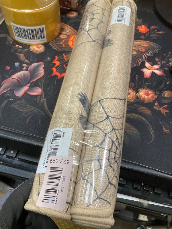 Photo 1 of *2 pack* Tikeciti Happy Halloween Pumpkin Tree Welcome Doormat, Spider Web Doormats Spooky Holiday Decor Front Door Mat Non-Slip Entrance Mat Low Profile Kitchen Floor Rug Decor for Home Patio 17 x 29 Inch