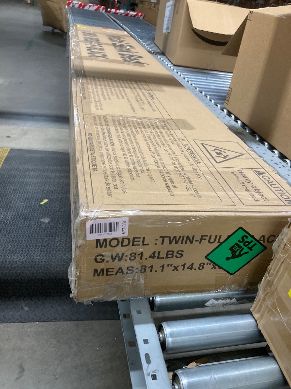 Photo 1 of *HEAVY* Zevemomo Twin Over Full Size Bunk Bed, Metal Low Profile Bunkbeds with Full-Length Guardrail and Ladder, Space Saving, No Boxing Spring Needed, Black