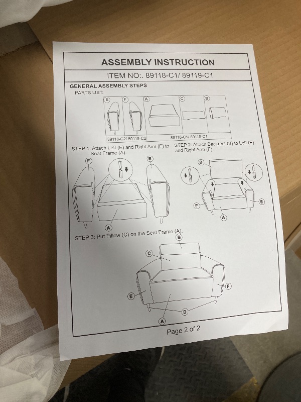 Photo 1 of *BOXES 1/2 & 2/2* Benzara Tiu 39 Inch Accent Chair- Lumbar Pillow- Gray Chenille- Metal- Solid Wood
