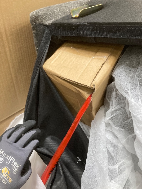 Photo 1 of *BOXES 1/2 & 2/2* Benzara Tiu 39 Inch Accent Chair- Lumbar Pillow- Gray Chenille- Metal- Solid Wood