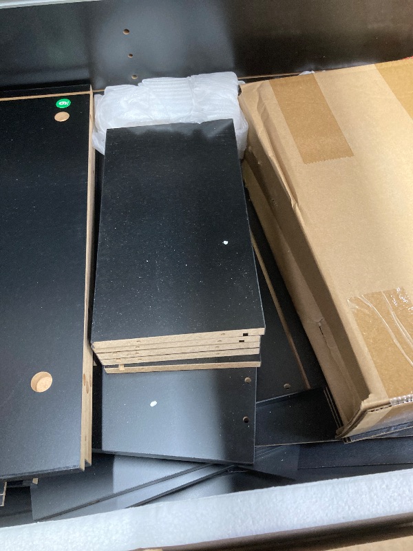 Photo 1 of *HEAVY* 47'' W Large Vanity Desk with Mirror and Lights, 8 Storage Shelves 7 Drawers Vanity Table, Big Makeup Vanity Desk with 3 Lighting Modes, Vanity Dresser with Charging Station, Sliding Mirror (Black)