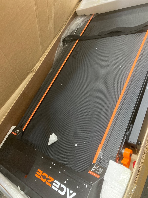 Photo 1 of *HEAVY* Acezoe Foldable Treadmill with 10% Incline, 2.5HP Walking Pad with Handle Bar, 300 lb Capacity Treadmills, Under Desk Treadmill with App & Bluetooth Speaker, 0.6-10MPH, LED, P10Pro Black Orange