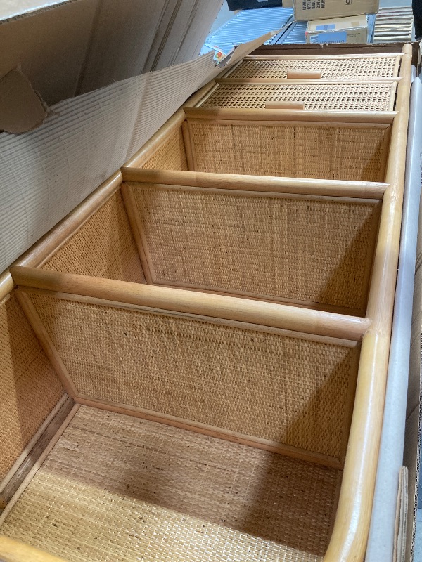 View 2 of *Small scratches* Bali & pari Curacao Modern Bohemian Light Honey Rattan 2-Drawer Bookcase