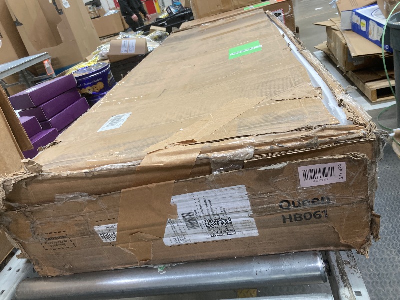 Photo 1 of *HEAVY* GUNAITO Queen Bed Frame with Storage Headboard, 2 Drawers Platform LED Bed Frame with USB Ports & Outlets Rustic Brown
