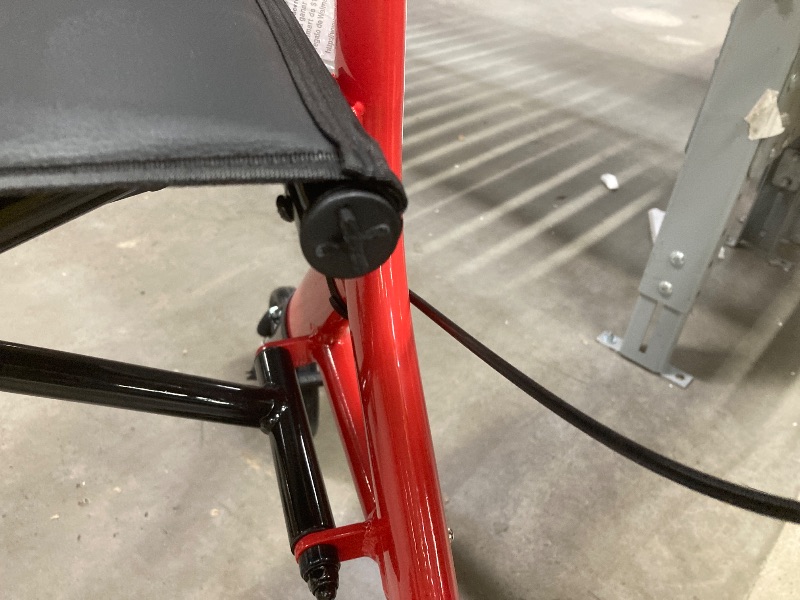 Photo 1 of *Basket missing/Piece Broken* Maxkare Upright Rollator Walker with 5+3 Adjustable Height, Folding Stand Up Walker with Large 360° Swivel Wheels, 19.7" Seat, 300lbs