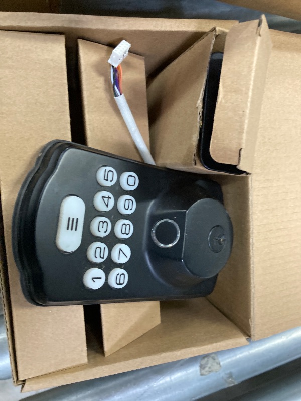 Photo 1 of **PARTS ONLY/NO KEYS***Veise Fingerprint Door Lock Set, Keyless Entry Door Lock, Front Handle Set, Electronic Keypad Deadbolt with Lever Handle, 2 Keys, Auto-Locking, One-time Codes, Easy to Install, Matte Black