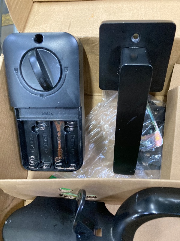 Photo 1 of **PARTS ONLY/NO KEYS***Veise Fingerprint Door Lock Set, Keyless Entry Door Lock, Front Handle Set, Electronic Keypad Deadbolt with Lever Handle, 2 Keys, Auto-Locking, One-time Codes, Easy to Install, Matte Black