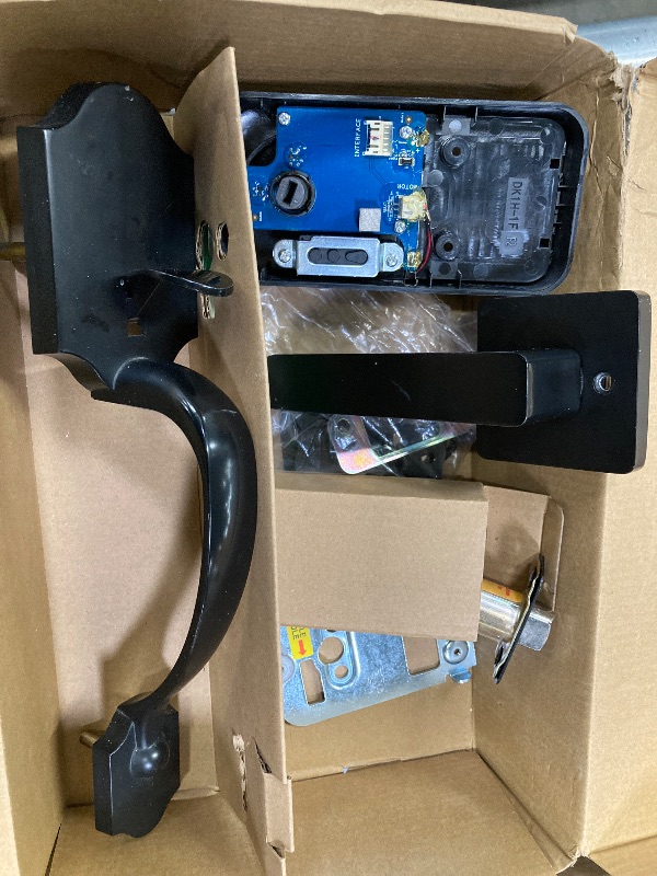 Photo 1 of **PARTS ONLY/NO KEYS***Veise Fingerprint Door Lock Set, Keyless Entry Door Lock, Front Handle Set, Electronic Keypad Deadbolt with Lever Handle, 2 Keys, Auto-Locking, One-time Codes, Easy to Install, Matte Black