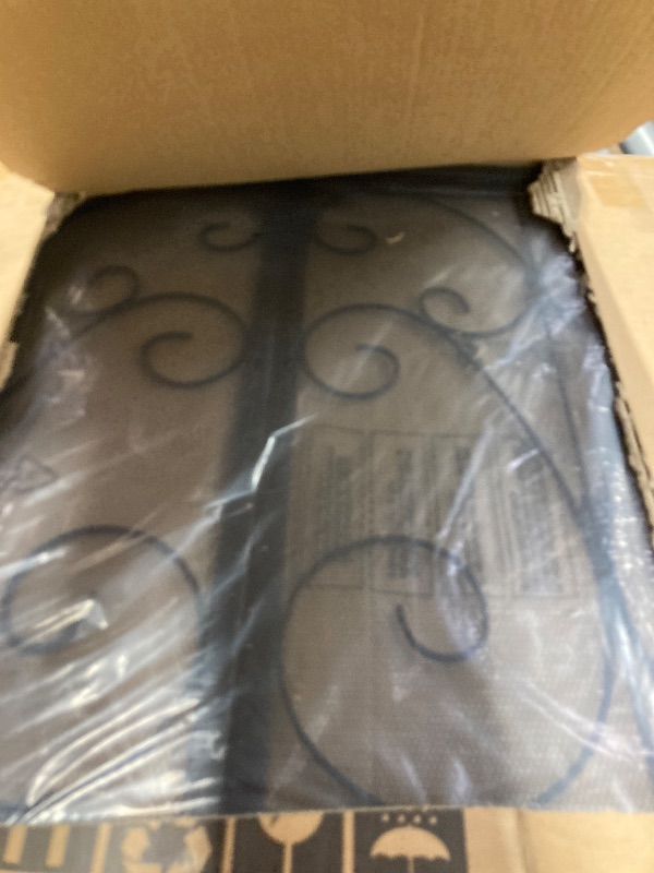 Photo 1 of ***The model may vary 
Calidola Flat Fireplace Screen with Doors, Wrought Iron Frame with Metal Mesh, Flat Panel Decorative Fireplace Screen with Scroll Design, Free Standing Spark Guard