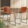 Photo 1 of ***ONLY ONE BARSTOOL****EDX Counter Height Bar Stools Set of 2 With Back and Footrest, Metal Frame, 26 inch, Brown