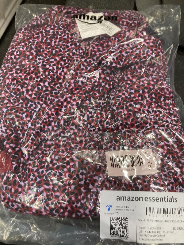 Photo 1 of Amazon Essentials Women's One-Piece Coverage Swimsuit (Available in Plus Size), Brick Red Leopard, 1X