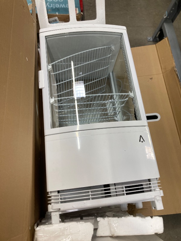 Photo 1 of ***SHELF CLIP MAY BE MISSING OR BROKEN***PeakPursuit Commercial Refrigerator 8.8 Cu.ft, Upright Beverage Display Cooler with Glass Door, LED Lighting, Adjustable Shelves, Casters, Merchandiser Fridge for Cafe, Bar, Retail, White***SHELF CLIP MAY BE MISSIN