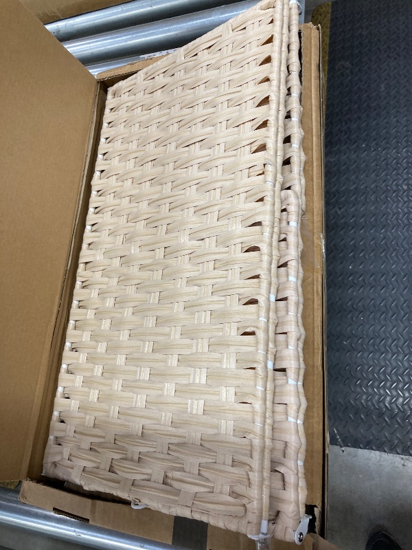 Photo 1 of **MISSING REMOVEABLE LINER***SONGMICS Laundry Hamper with Lid, 17.2 Gallon (65 L) Synthetic Rattan Clothes Laundry Basket with Lid and Handles, Foldable, Removable Liner, Goose Yellow ULCB165N01