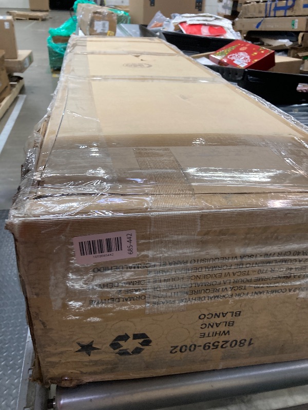 Photo 1 of **BOX 2 OF 2 ONLY/INCOMPLETE SET***Full Over Full Bunk Bed with Build in Ladder, Heavy Duty Bunk Beds with Full Length Guardrail, Easy Assemble, Mattress Not Included, White